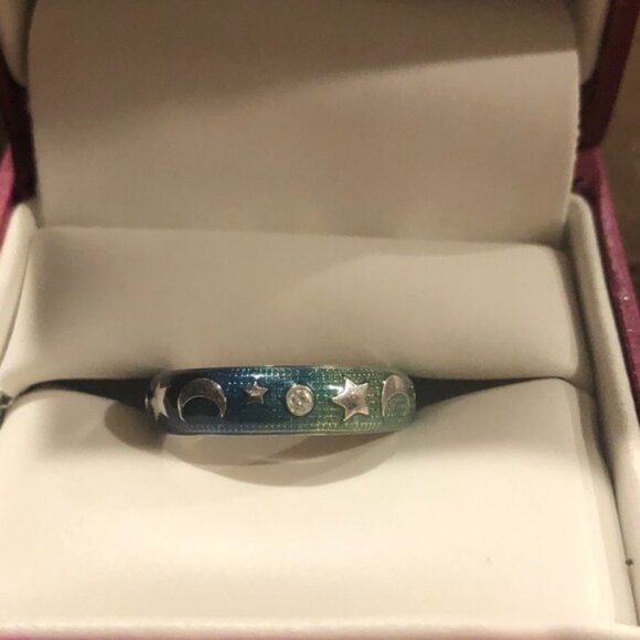 RETIRED 18K White Gold Green/Blue Enemel W Stars/Moon Hidalgo Ring - Picture 3 of 7